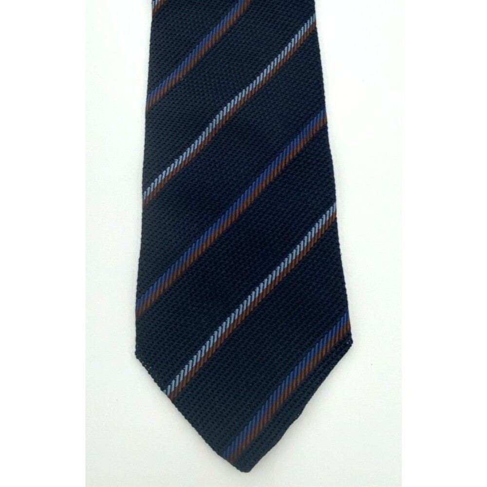 Biella Collezioni G Vasta Tie 100% Silk Made In Italy Navy Diagonal Stripe